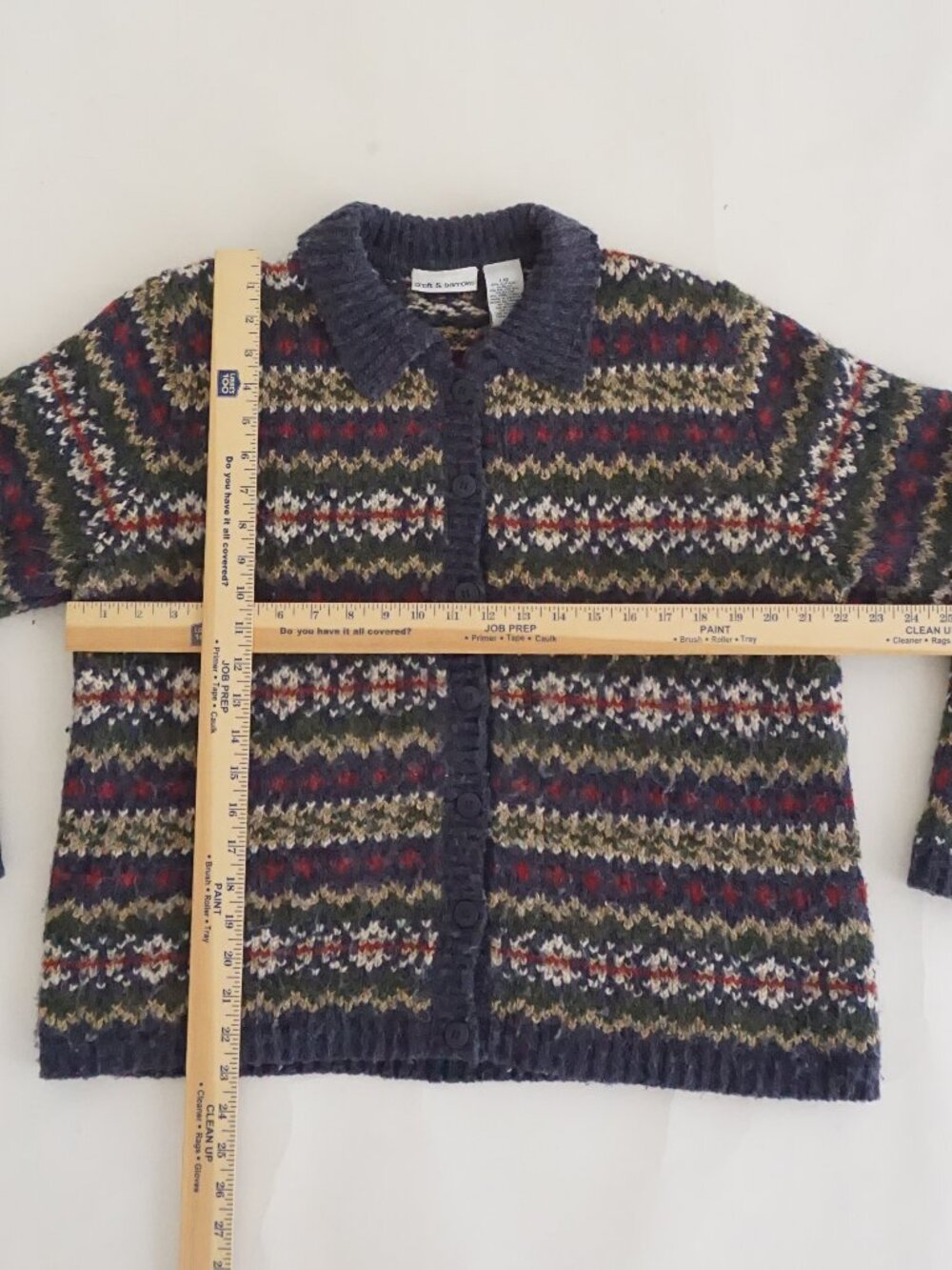 Vintage Croft & Barrow Navy Fair Isle Nordic Button Textured Knit Cardigan L - Picture 3 of 9